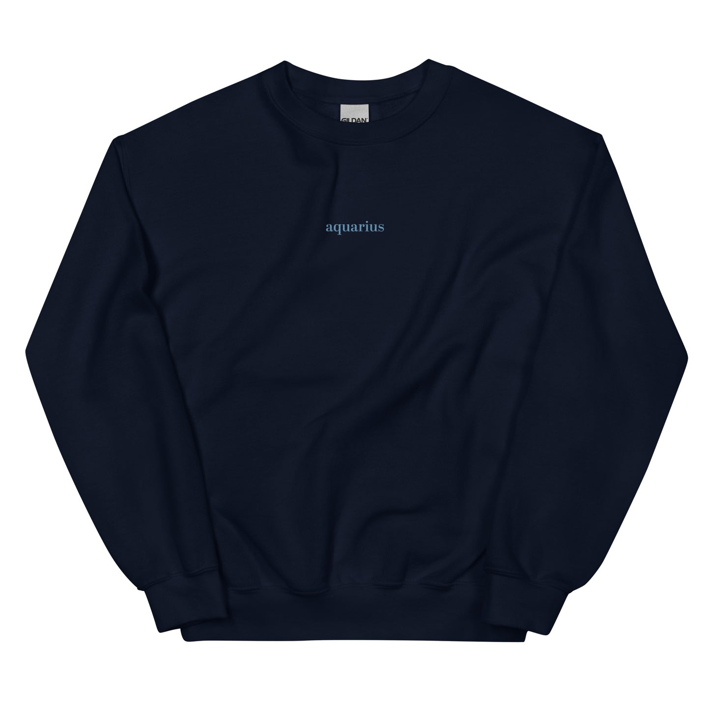 Aquarius Sweater | Embroidered Star Sign Detail Navy