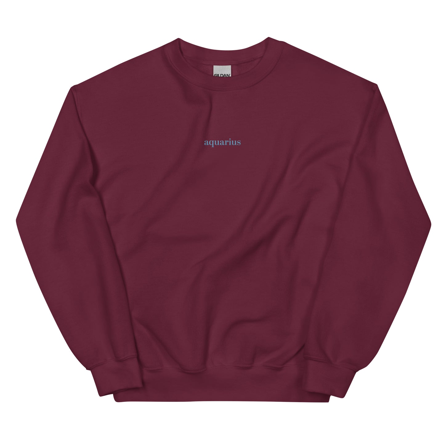 Maroon Aquarius Sweater | Embroidered Star Sign Detail