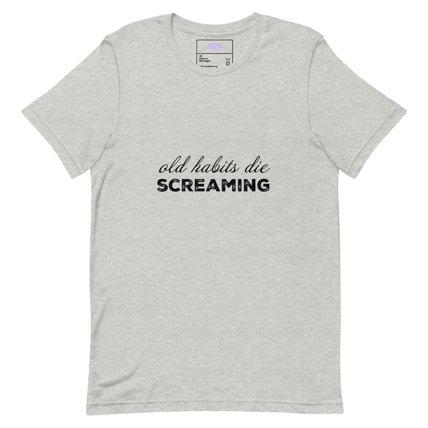 Old Habits Die Screaming Tee | Black Dog TTPD Lyric T-Shirt for Swifties