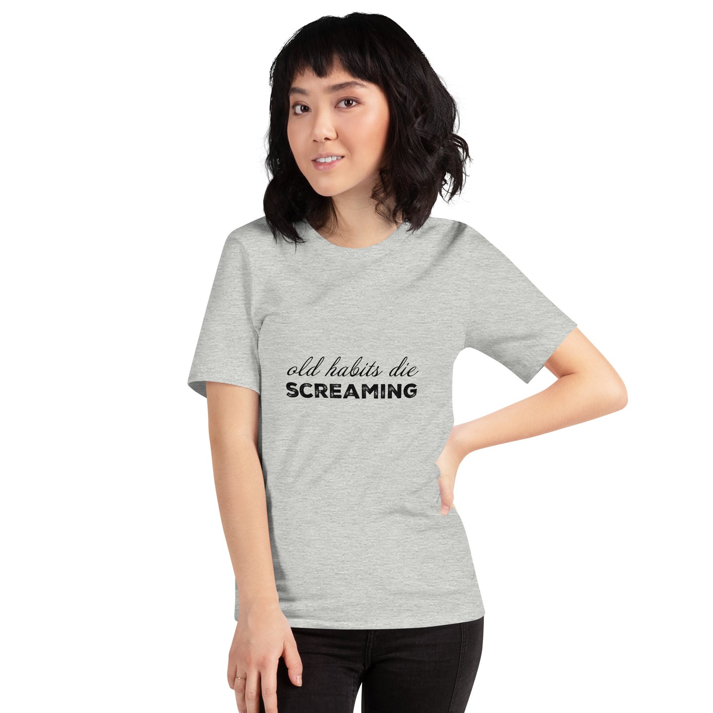 Old Habits Die Screaming Tee | Black Dog TTPD Lyric T-Shirt for Swifties