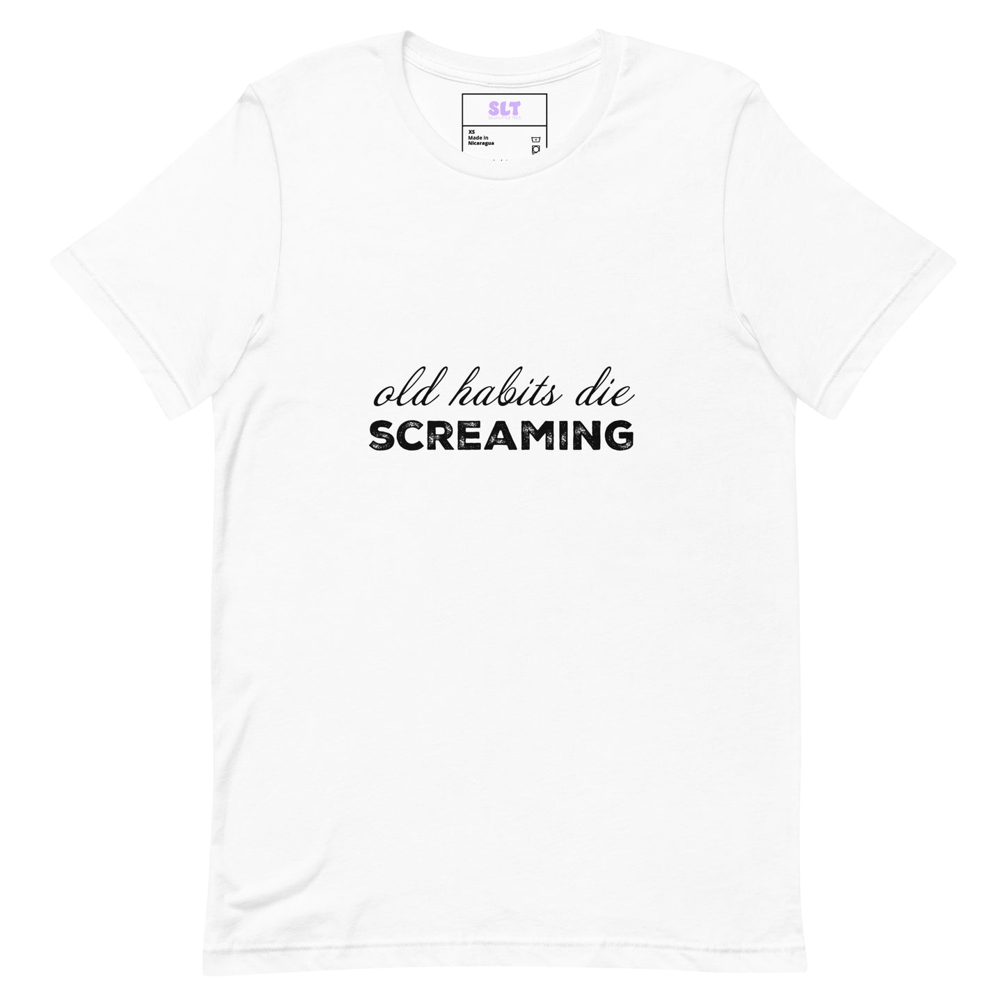 Old Habits Die Screaming Tee | Black Dog TTPD Lyric T-Shirt for Swifties