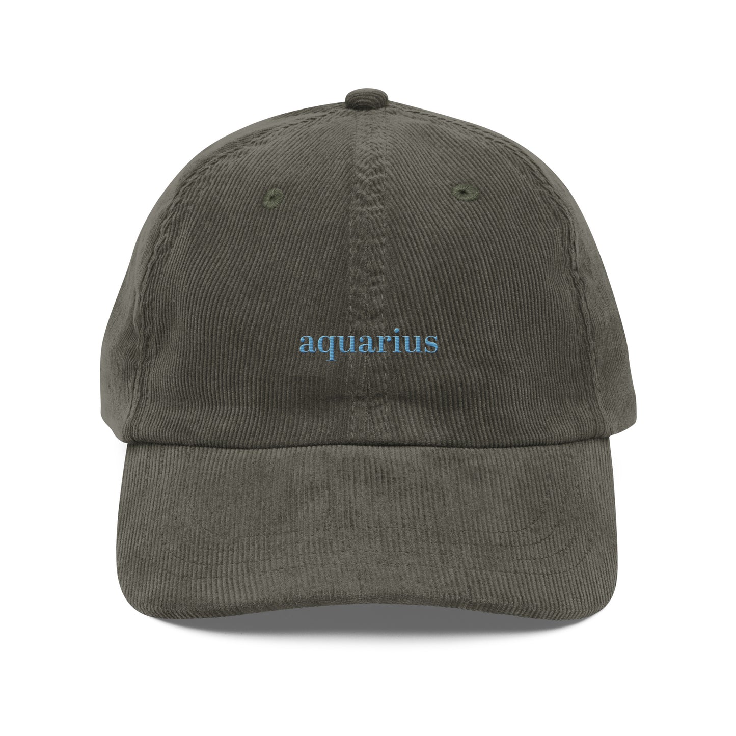 Aquarius Cap | Embroidered Cotton Corduroy Vintage Zodiac Dad Hat