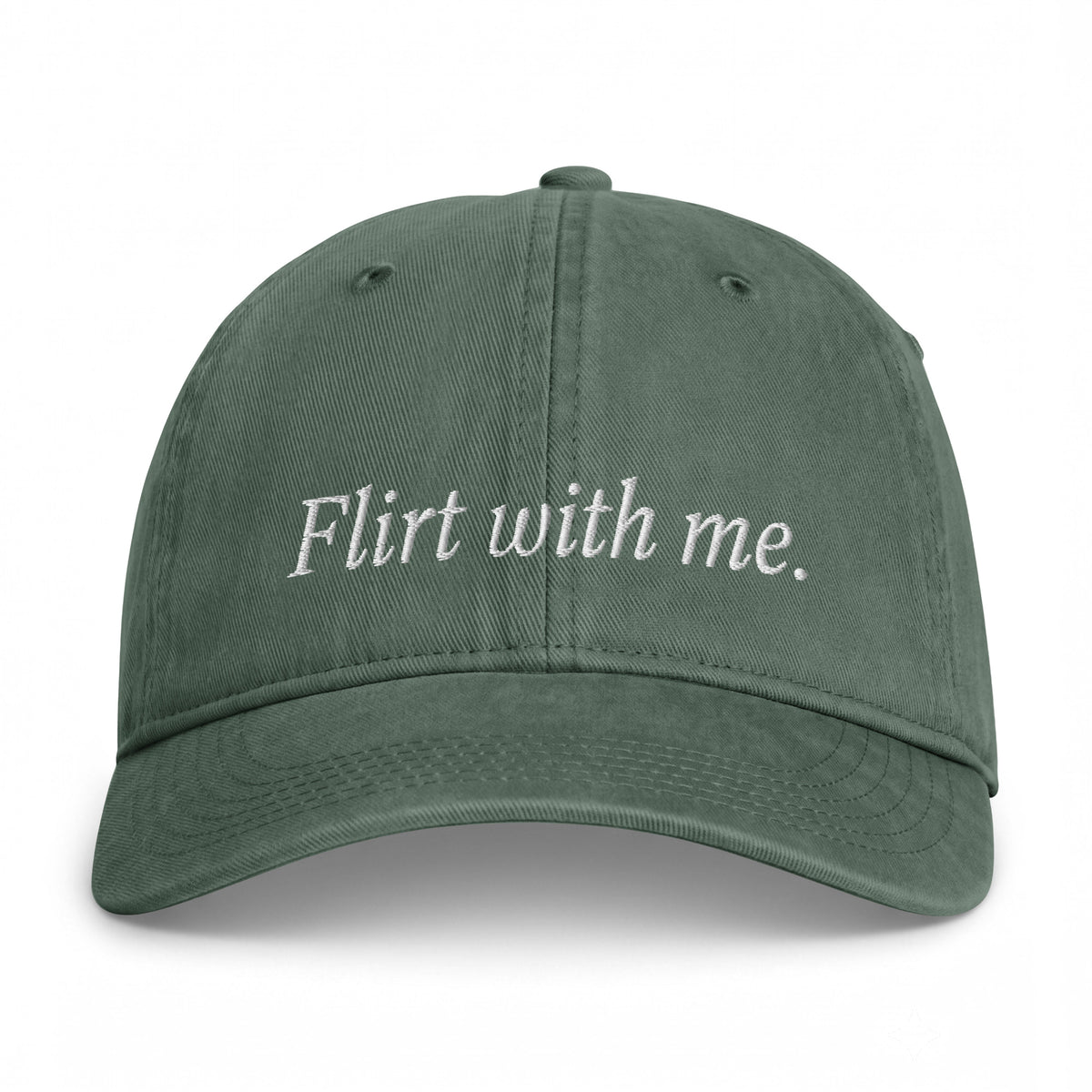 Flirt With Me Embroidered Cap Olive