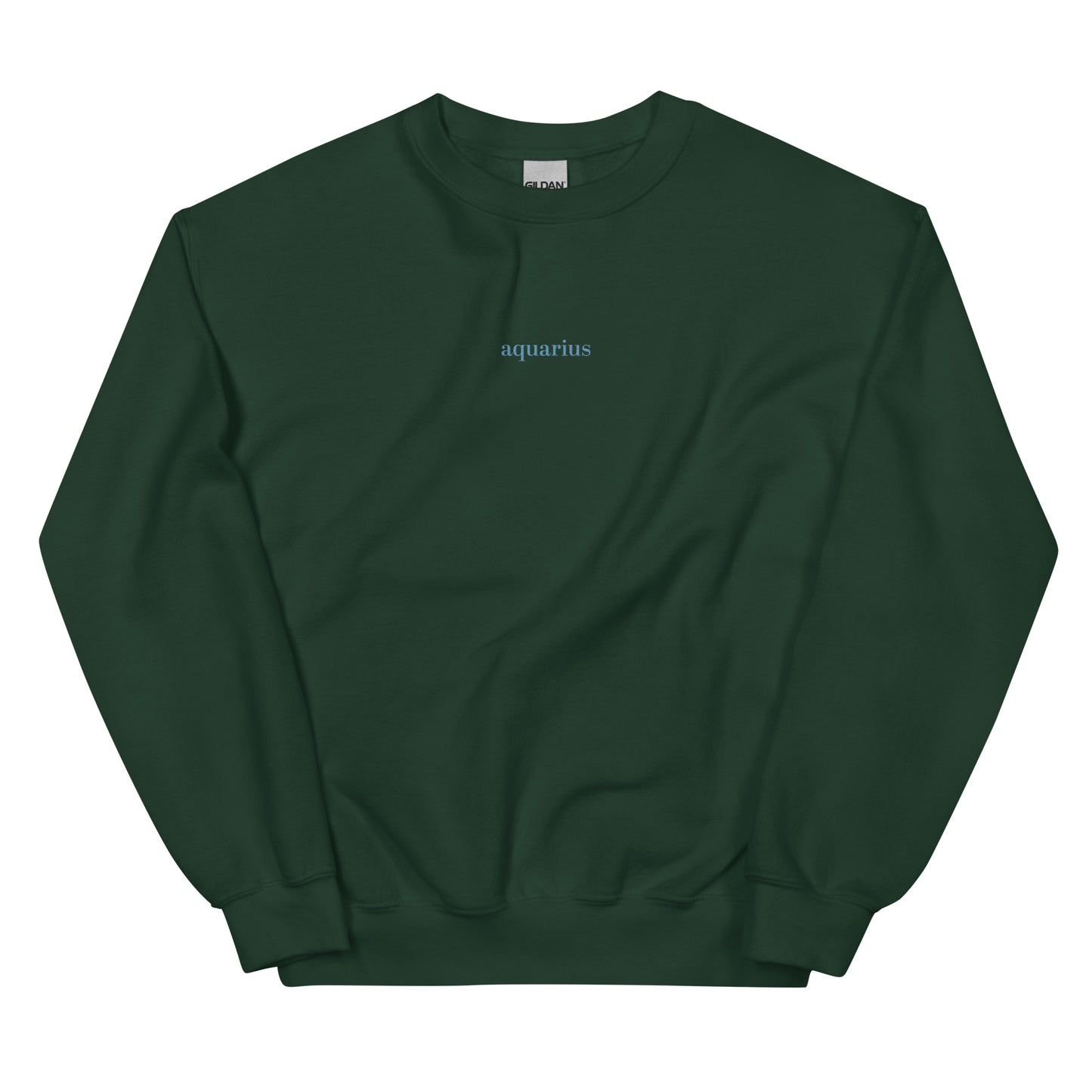 Forest Green Aquarius Sweater | Embroidered Star Sign Detail 
