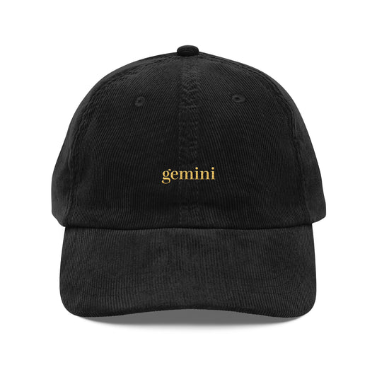 Gemini Embroidered Vintage Corduroy Cap