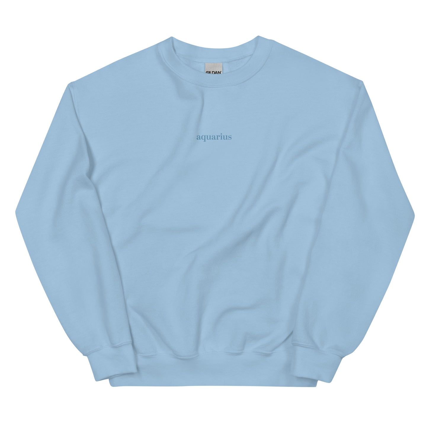 Light Blue Aquarius Sweater | Embroidered Star Sign Detail 