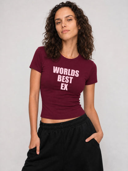 World's Best Ex Baby Tee – Baby Pink Print